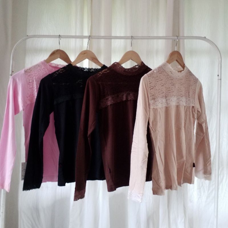 Manset Rayon Brukat Tile Tulle Manset Renda Smok Smock Adem Murah PROMO Manset hitam pink tan cream 