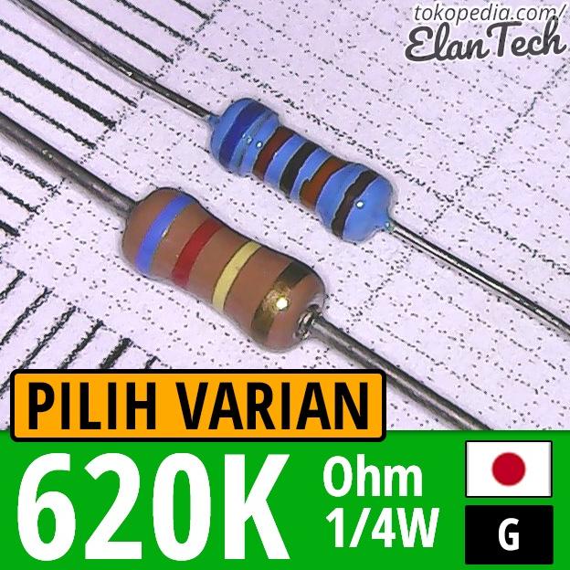 620k Resistor 1/4W Taiwan Japan 620 Kilo Ohm 0.25W 1/4 Watt elant33 Segera Beli