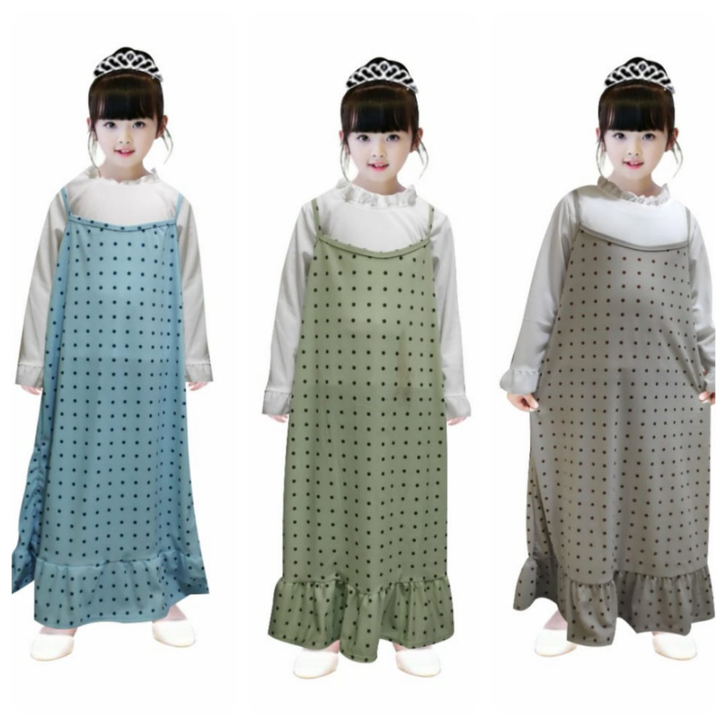 MOMOGI- GAMIS ANAK OVERALL POLKADOT 2 IN 1 / Usia 5th-11th