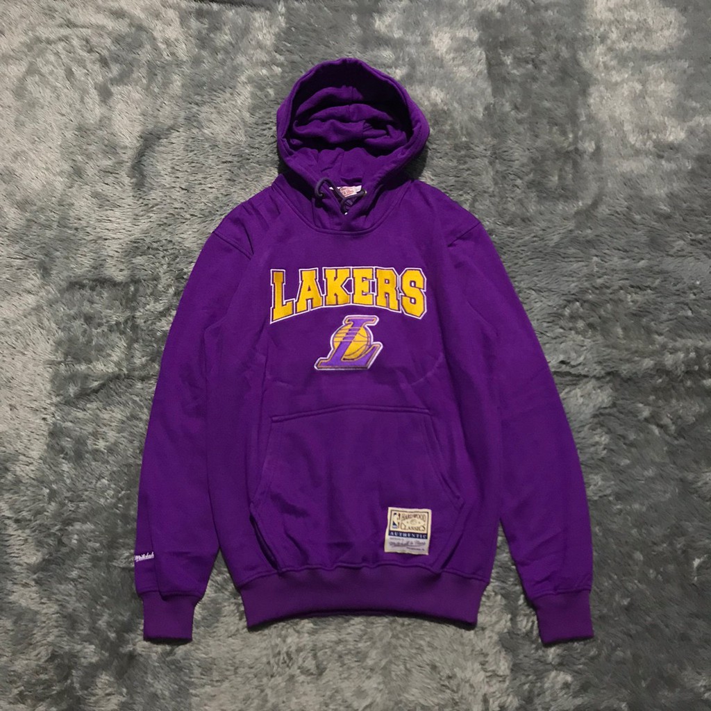 JAKET HOODIE MITCHELL AND NESS LA LAKERS LOGO HIGH MIRROR PREMIUM QUALITY TERLARIS