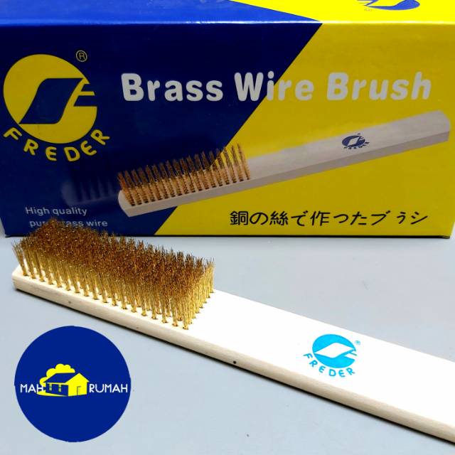 Sikat Kawat Kuningan Gagang Kayu / Brass Wire Brush 8 Baris - FREDER