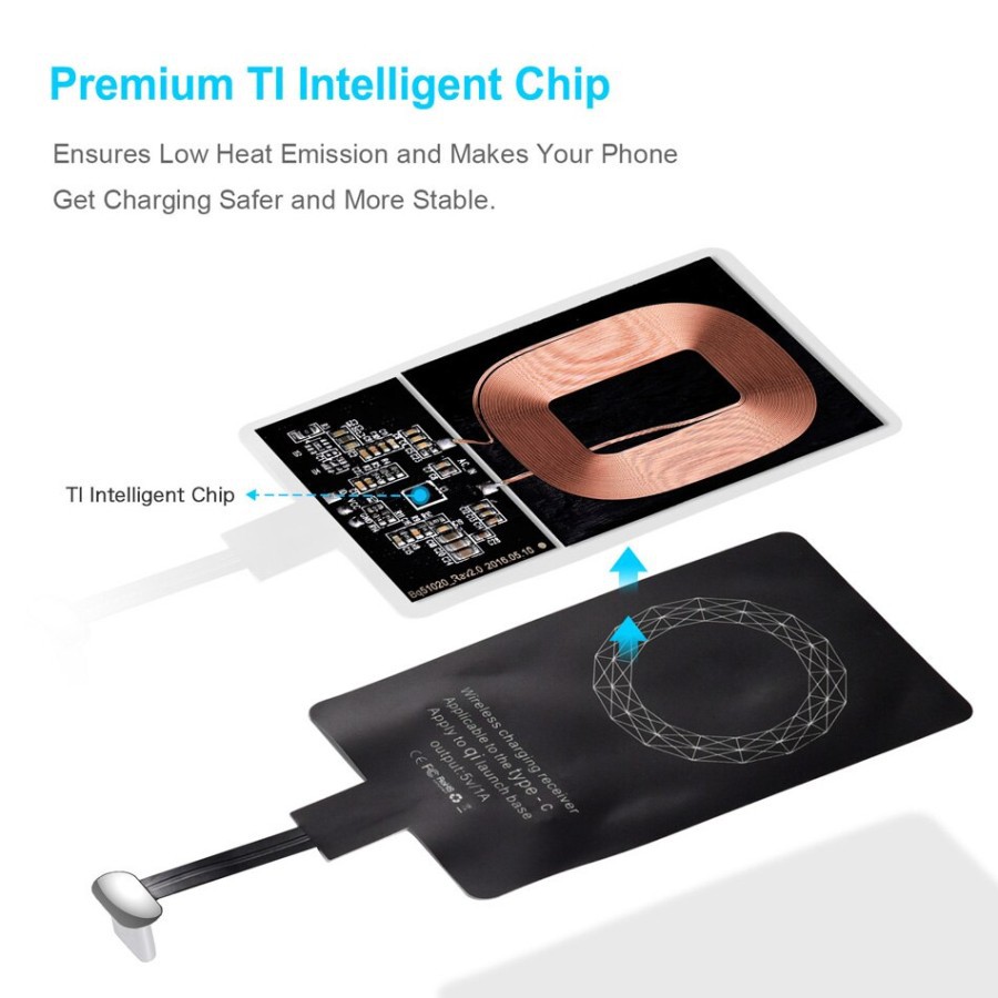 Wireless charging Qi reciever Choetech type-c for android all phone 1A wp-typec-301