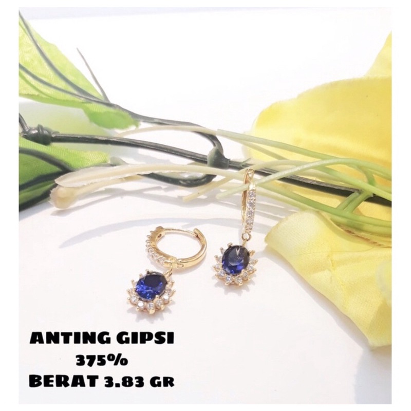 Anting mata biru kadar 375/8k fashion cantik elegan