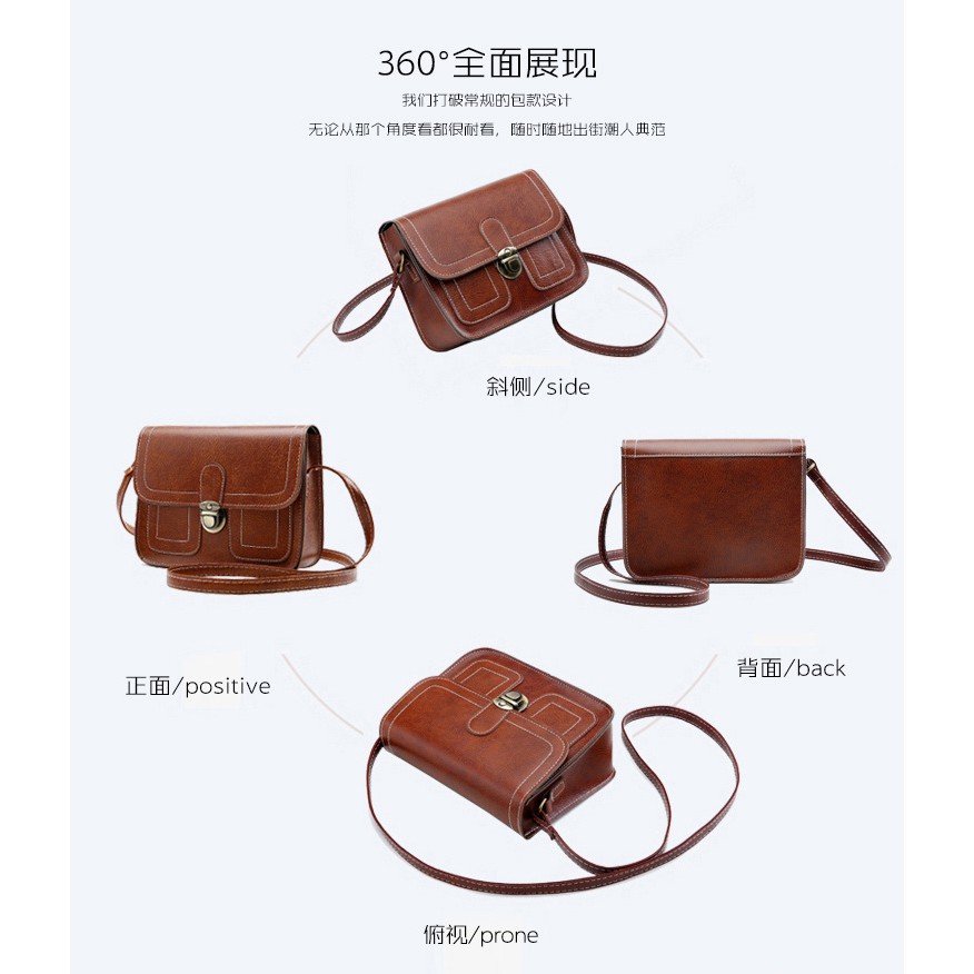 GRAY tas selempang wanita vintage klasik messenger kulit kotak