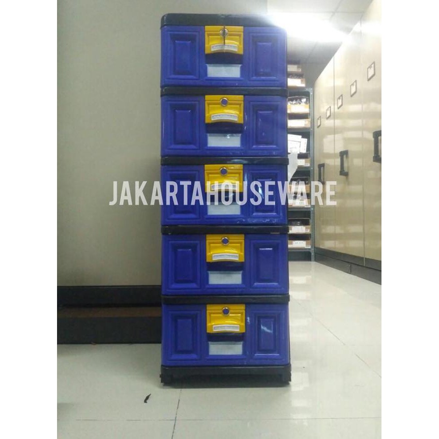Lemari Plastik/ Rak Plastik Laci Plastik Napolly Susun 5 Ada Kunci