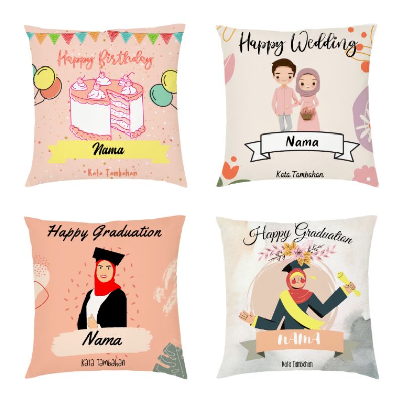 CUSTOM BANTAL 2 SISI KADO PERNIKAHAN, WISUDA, ULANG TAHUN, SOUVENIR