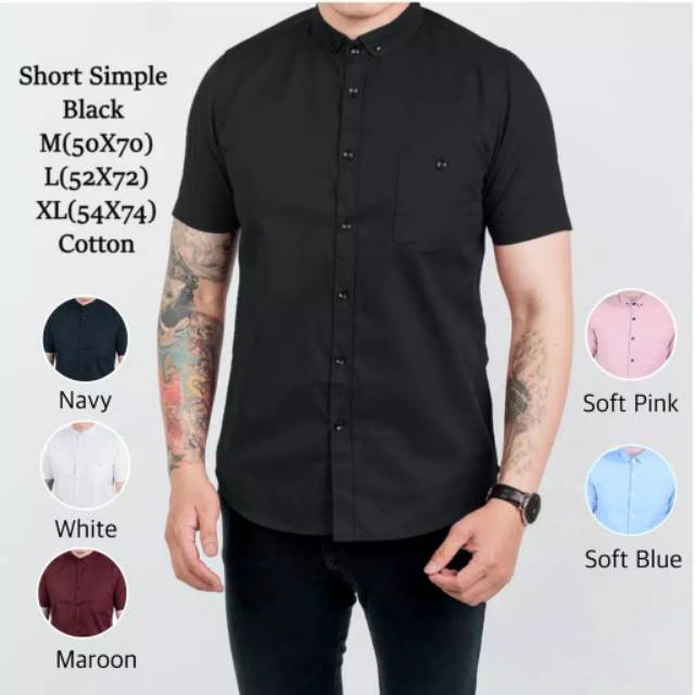 KEMEJA PRIA BOYI TOP MAN LENGAN PENDEK KASUAL FORMAL KERJA PUTIH HITAM NAVY GREY WARNA WHITE