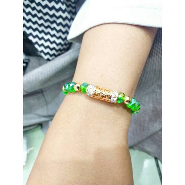 Gelang tangan wanita / gelang kristal tabung / gelang lapis emas