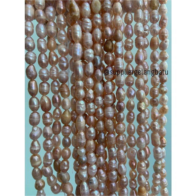 Bahan Mutiara Air Tawar Barok LAVENDER 4 x 6mm oval fresh water pearl