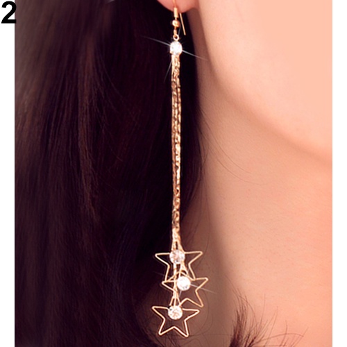 Hu Hu Hu Hu Hu Alat Bantu Pasang Kacamata♡ Anting Gantung Panjang Model Rantai Rumbai 3 Lapis Dengan Berlian Imitasi Untuk Wanita