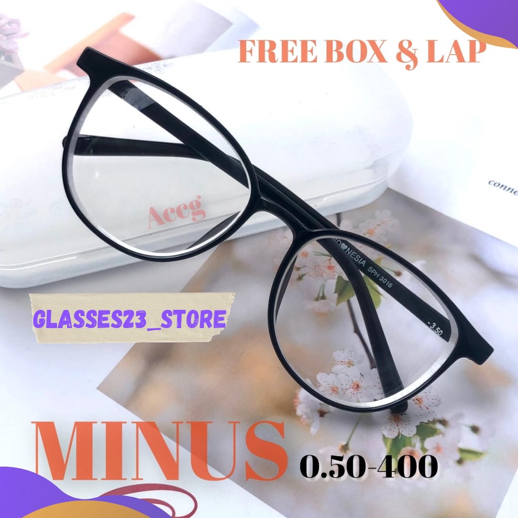 NEW KACAMATA MINUS RABUN JAUH UNISEX TERBARU MINUS ( 0.50 S/D 4.00) FREEBOX DAN LAP