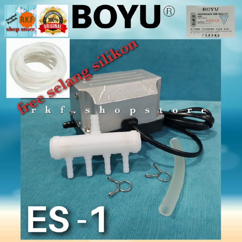 BOYU Pompa Udara es-1 silver free selang silikon