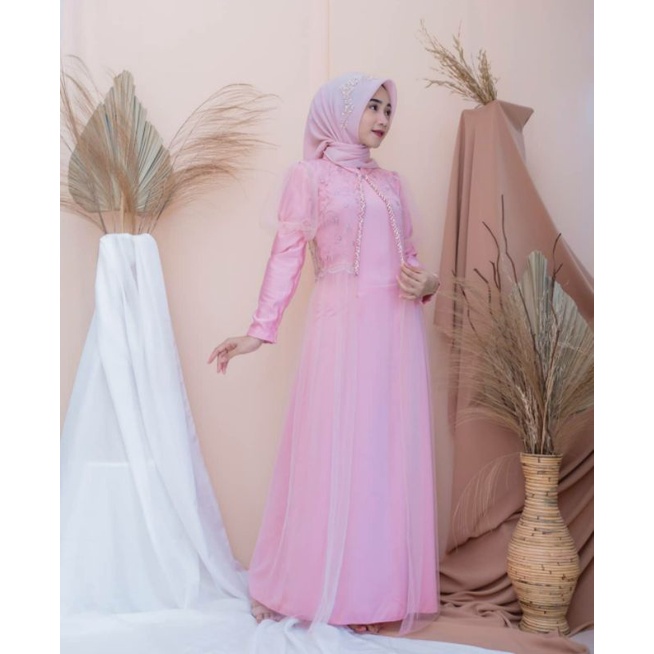 Ainaya Dress | Gaun satin | Dress brokat outer | dress kondangan