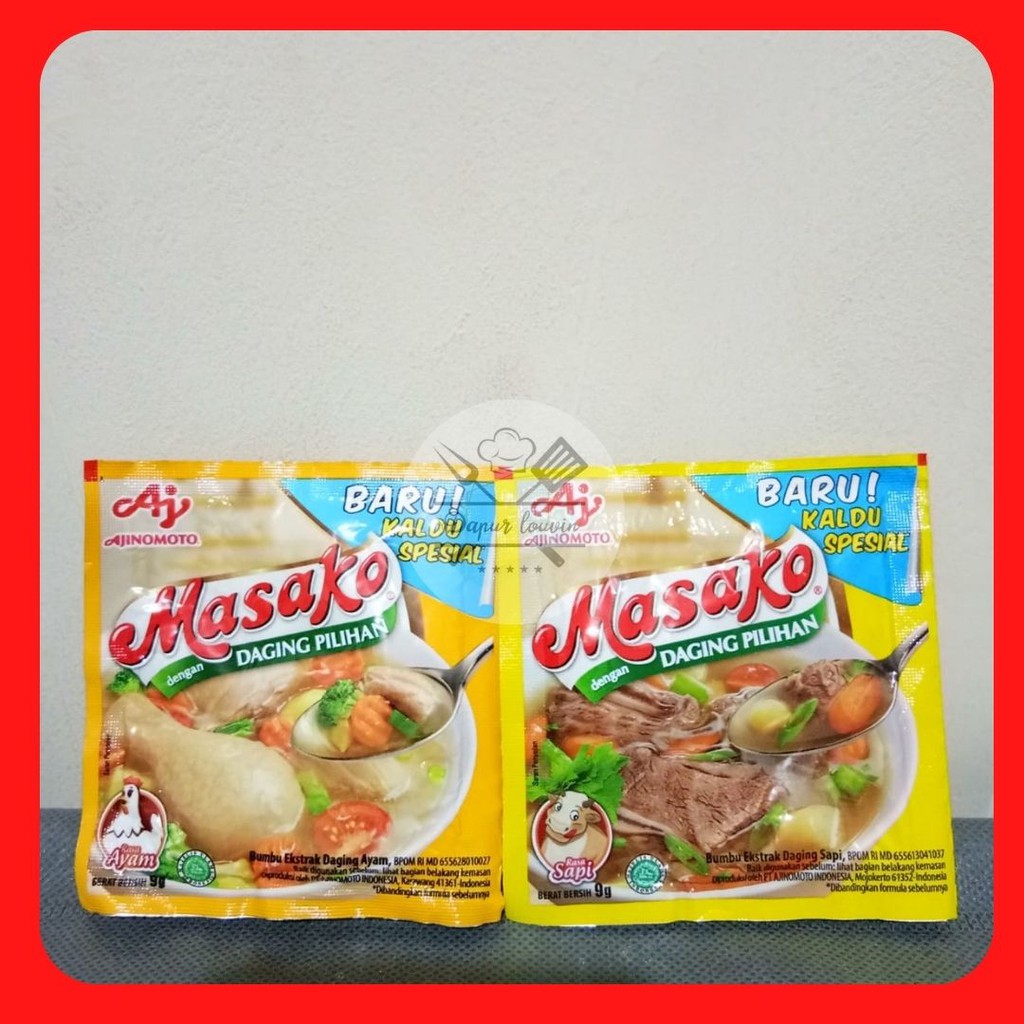 

Masako Rasa Sapi dan Rasa Ayam 9 Gram Bumbu Penyedap Rasa Dengan Kaldu Spesial Kemasan Sachet