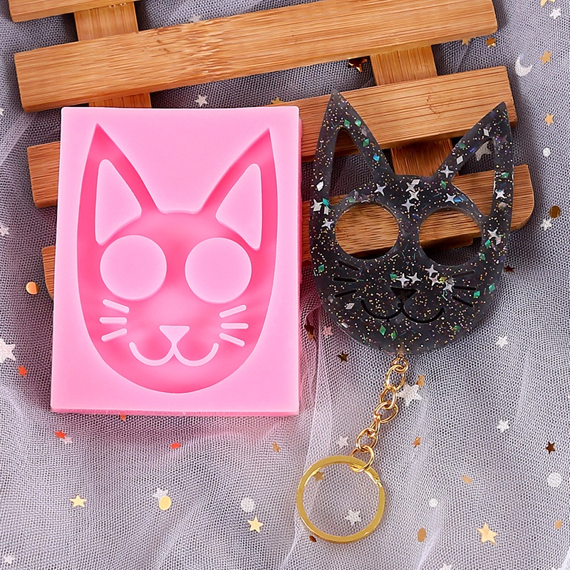 Cetakan Resin Epoksi Bentuk Kucing Lucu Bahan Silikon Handmade DIY Untuk Liontin Gantungan Kunci