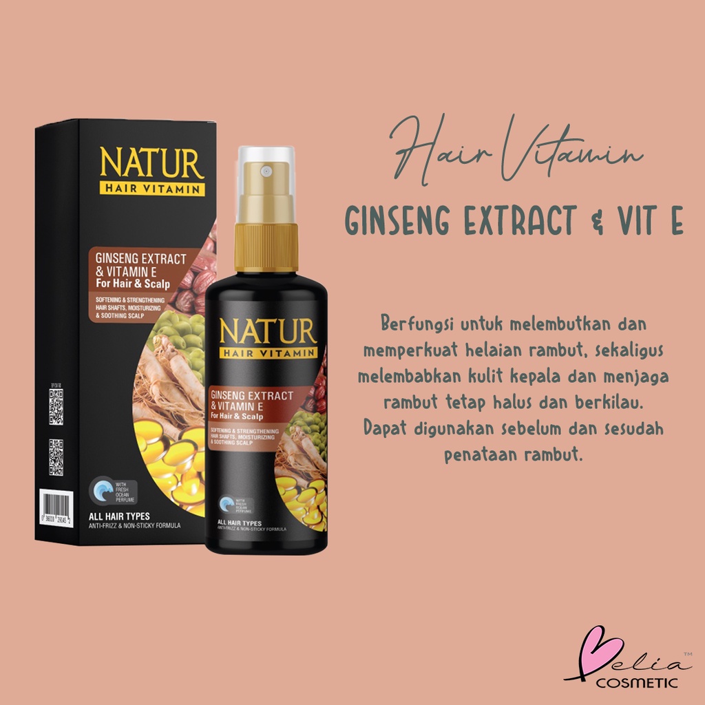 ❤ BELIA ❤ NATUR Hair Mask | Hair Vitamin | 2 in 1 Shampoo &amp; Hair Tonic Ginseng Aloevera(✔️BPOM)