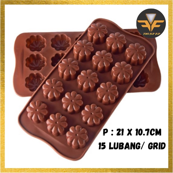 Cetakan Coklat Bunga Daisy 15 Grid Silicone Baking Molds Chocolate Cetakan Coklat Jelly Pudding Es Batu Silicone