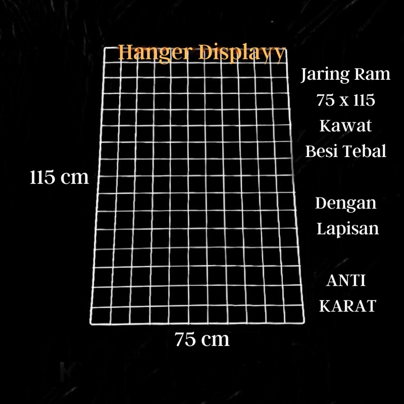 Jaring RAM Dinding/Hijang Hiasan/Wire Grid/Wall Grid 75 x 115 CM | Gantungan Accesories Dan Masker