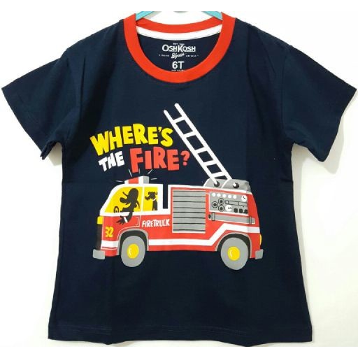 KAOS ANAK OSHKOSH SIZE 1-6 FIRE TRUCK