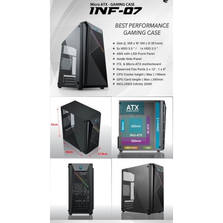 CASING GAMING INFINITY INF-07 + PSU INFINITY 250WATT