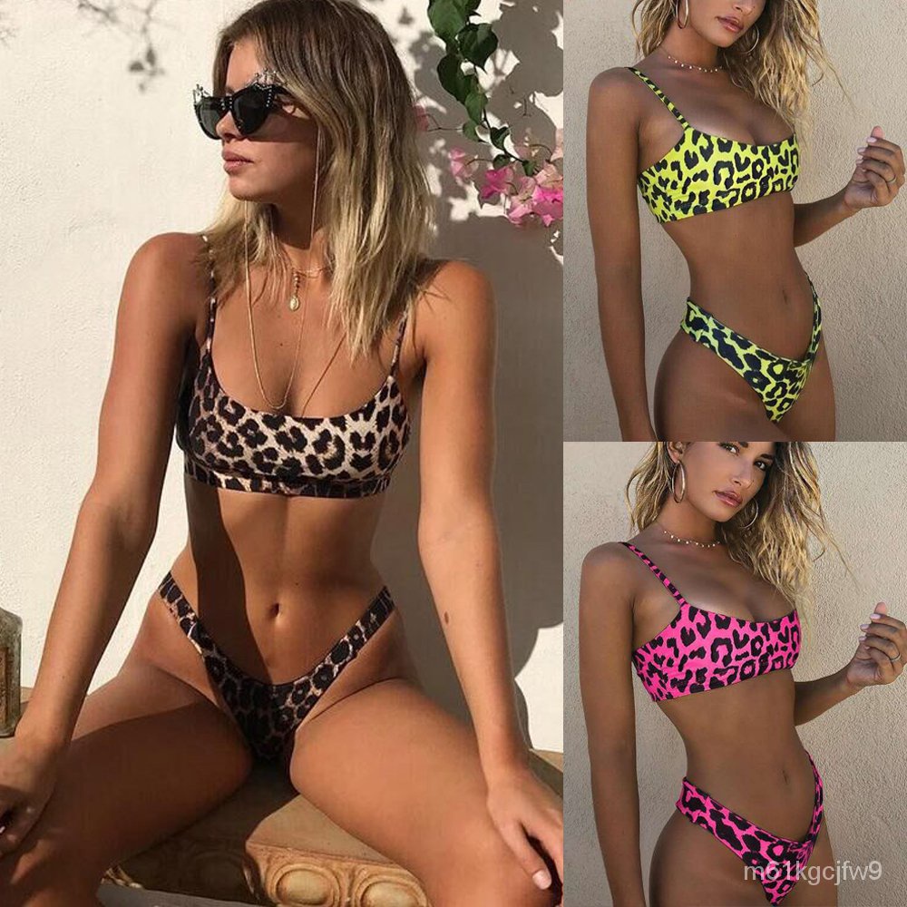 2021 Women Sexy Wear Bikini Female Swimwear Beach Bikini Leopard Beachwear Set BathingSuit Snakeskin