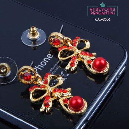 [STOCK TERBATAS] AKSESORIS KALUNG NECKLACE ANTING PENGANTIN WEDDING MERAH KAM001