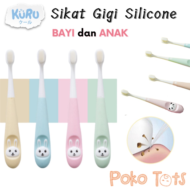 KURU Training Toothbrush Sikat Gigi Silikon Bayi / Anak Silicone Bulu Halus Lembut Tooth Brush WHS