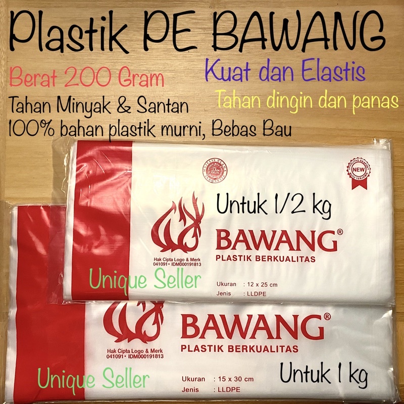 Plastik PE Bawang Tebal 03 Uk 12x25 (1/2 kg) 15x30 (1 kg) 18x35 (2 kg) 20x35 (3 kg) 25x40 (4 kg) 30x45 (5 kg) / Kantong Plastik PE Bawang uk 1 kg 2 kg 3 kg 4 kg 5 kg / Kantong Plastik PE Beras Minyak Es Batu Ganefo 1kg 2kg 3kg 4kg 5kg Tebal 0,03 0.03