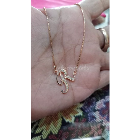 acc kalung berlian medan huruf R