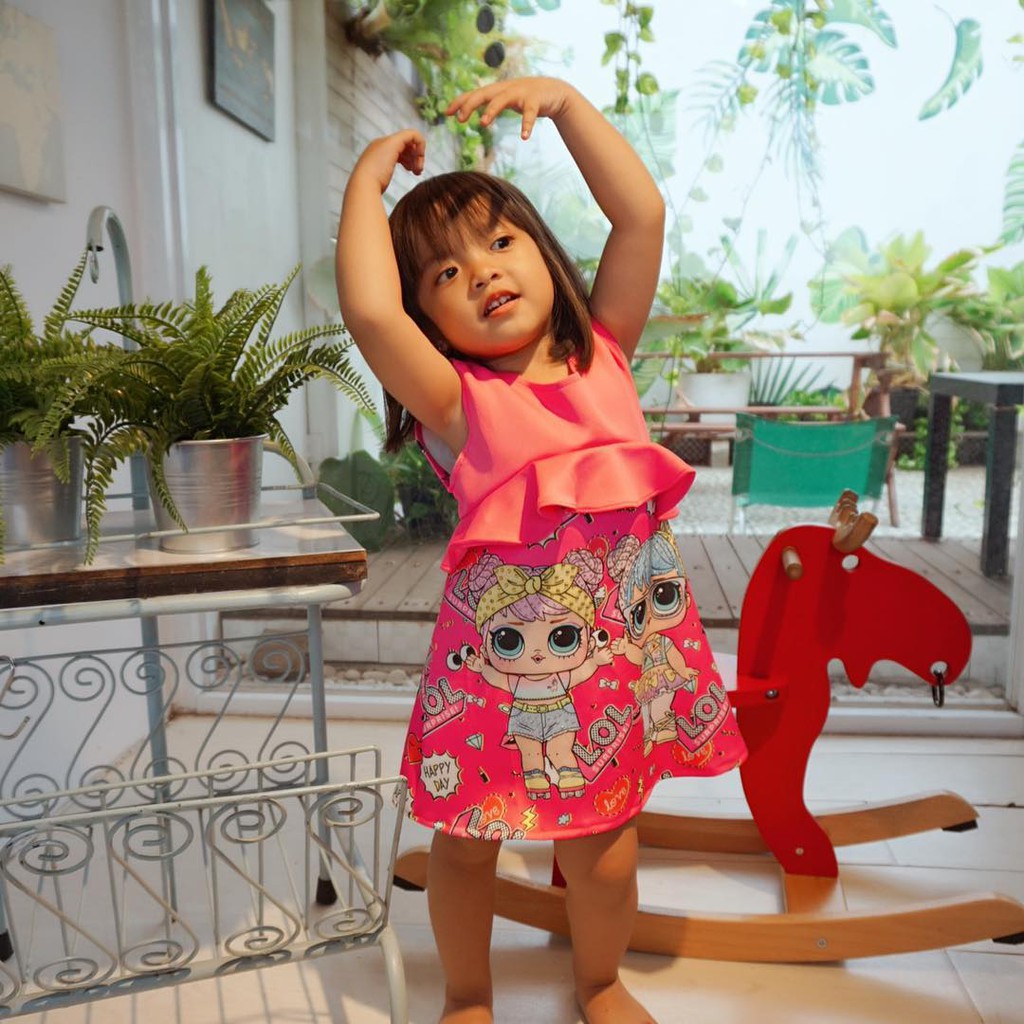 LOL SURPRISE !!! DRESS ANAK TANPA LENGAN BAHAN SCUBA IMPORT MURAH
