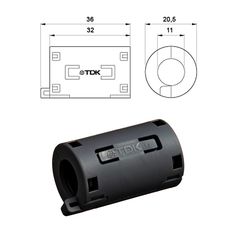 Penghemat BBM Magnet Ferrite TDK - ZCAT2132-1130-BK - 11 mm