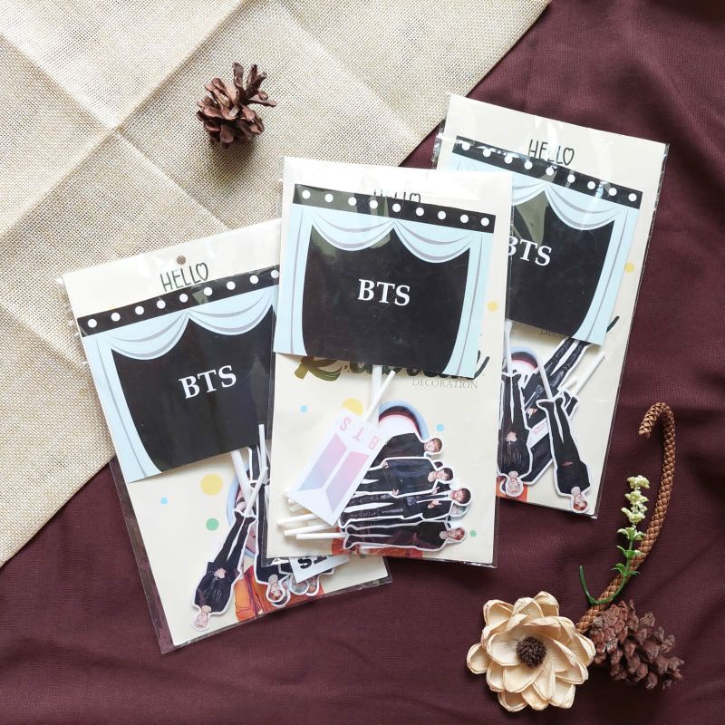 Topper cake Plus Boyband Korea Hiasan Tusukan kue Tart Ulang Tahun BTS