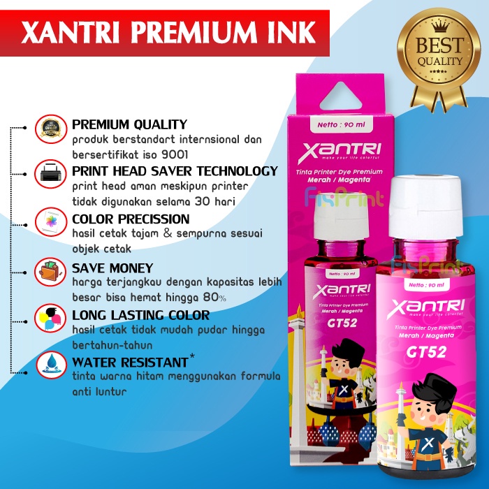 Tinta Premium Xantri GT53 GT51 Black GT52 Cyan Magenta Yellow Compatible Printer HP 115 315 415 515