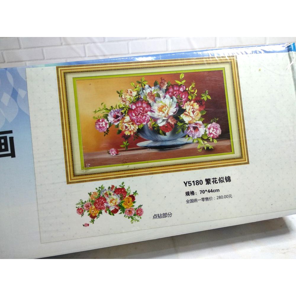 Paket DIY Craft Diamond Painting Y5180 Vas Bunga Flower Peony Peoni