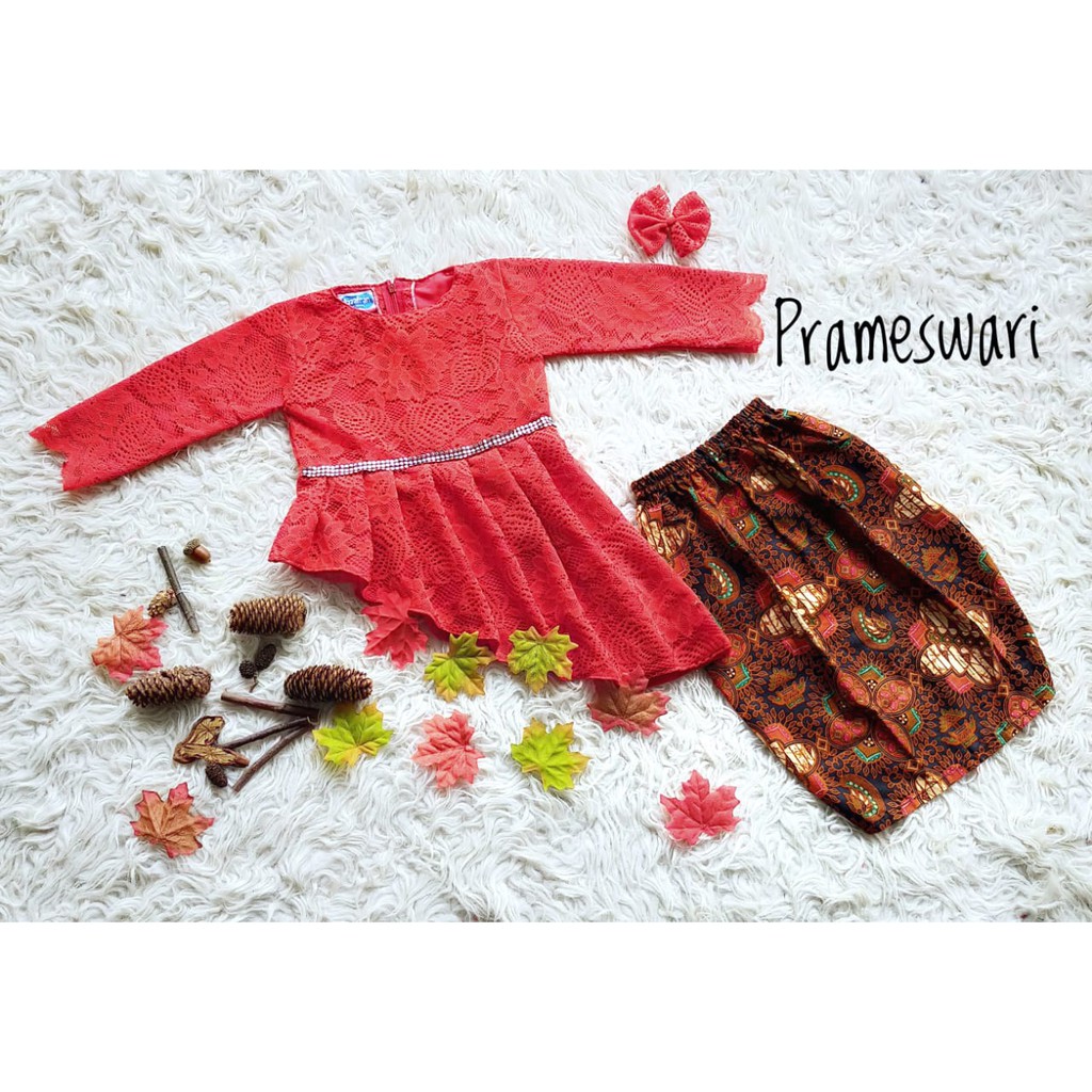 Baju Kebaya Anak Prameswari Size 8-10 Tahun Warna Merah (ReadyStock)