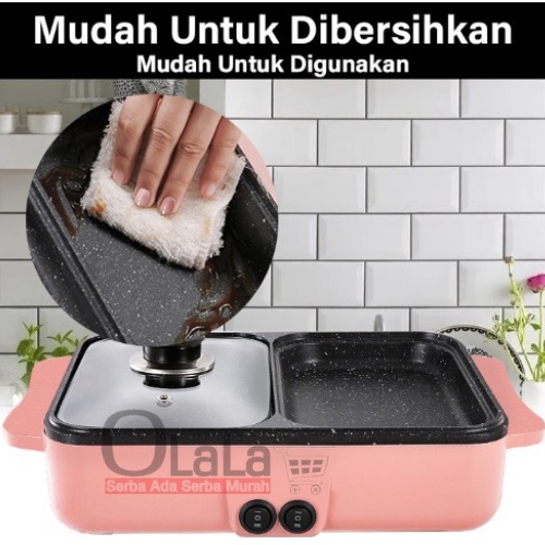 BBQ GRILL PAN STEAMBOAT 2IN1 ELEKTRIK SHABU HOTPOT SUKI ELECTRIC OLL-HG08