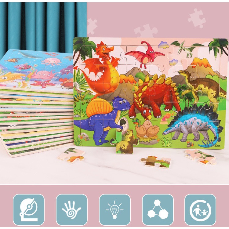 MAINAN EDUKATIF / JIGSAW PUZZLE / PUZZLE KAYU GAMBAR 30 PCS LUCU