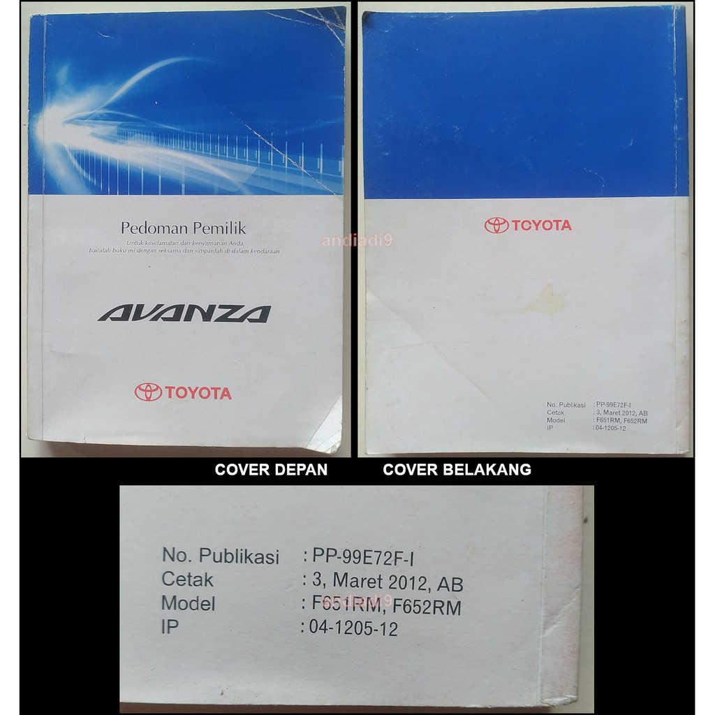 PEDOMAN PEMILIK MOBIL TOYOTA  AVANZA 2012 ADA BEKAS LIPATAN