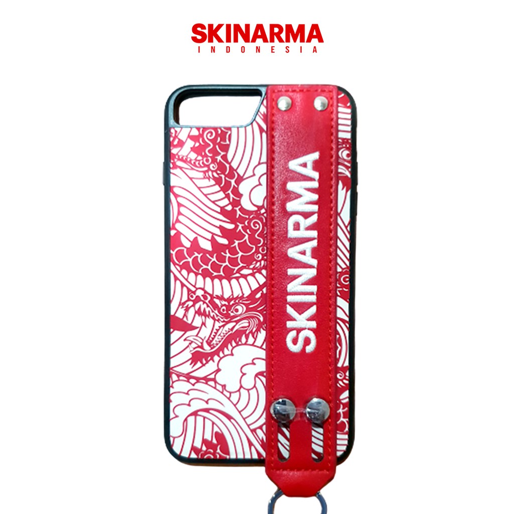 Skinarma Yasei Red - Hypebeast Leather Strap Rubber Case / Casing Kulit iPhone 6+ / 7 Plus / 8 Plus