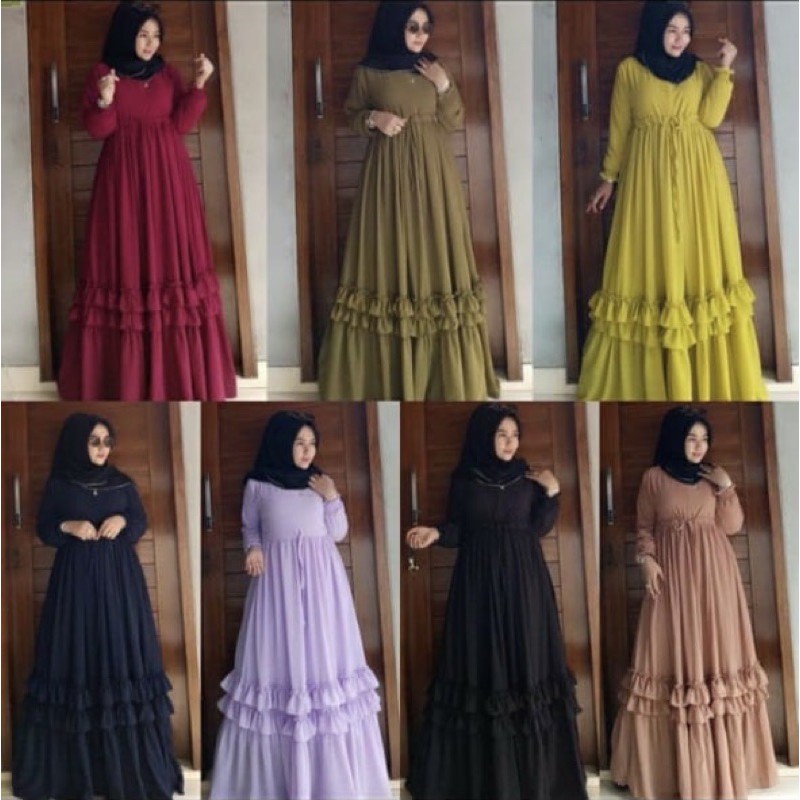 ALYA GAMIS / BISA BAYAR DITEMPAT / GAMIS PREMIUM ALYA GAMIS RUFFLE JUMBO DRESS MUSLIM