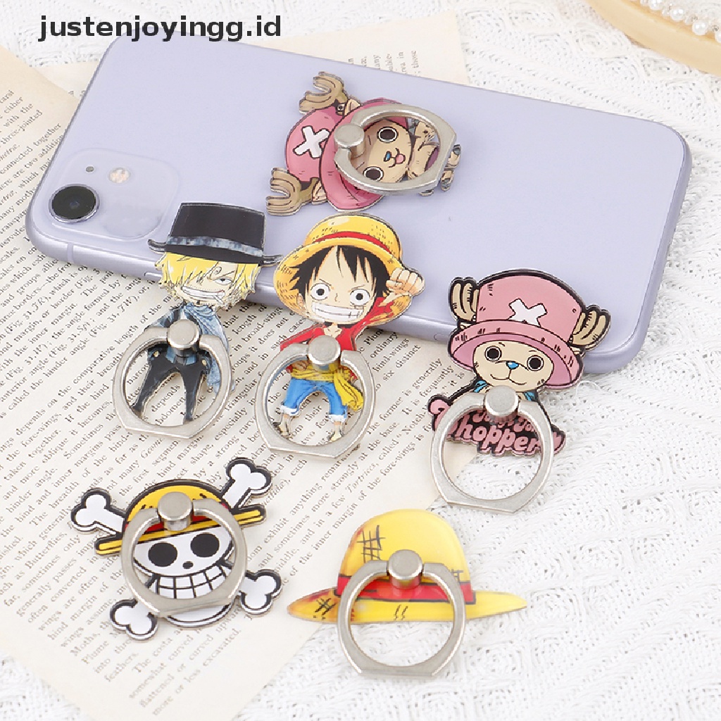 // justenjoyingg.id // One Piece Luffy Chopper Finger Ring Acryli Mobile Phone Holder Phone Ring Stand ~