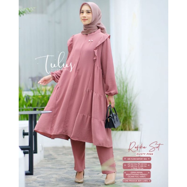 RAFIKA SET BY TULUS SIGNATURE / ONE SET WANITA MUSLIMAH / Setelan baju wanita airflow import