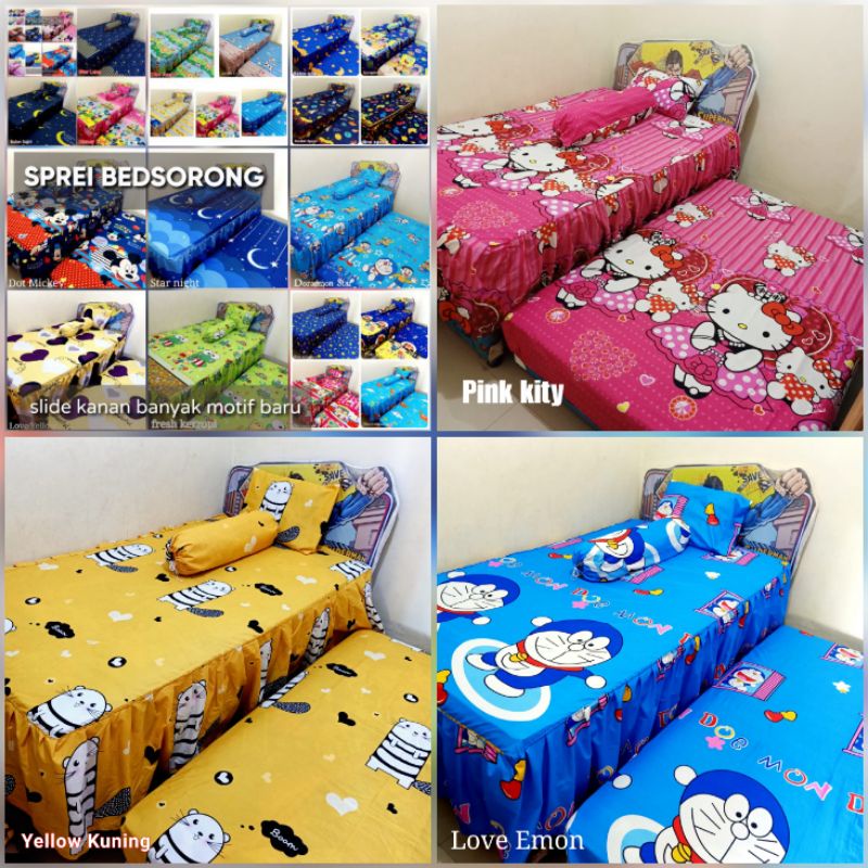 (COD) SPREI BEDSORONG ANAK / SPREI BED SORONG MURAH / Sprei Sorong duo Bed Atas Bawah 2in1