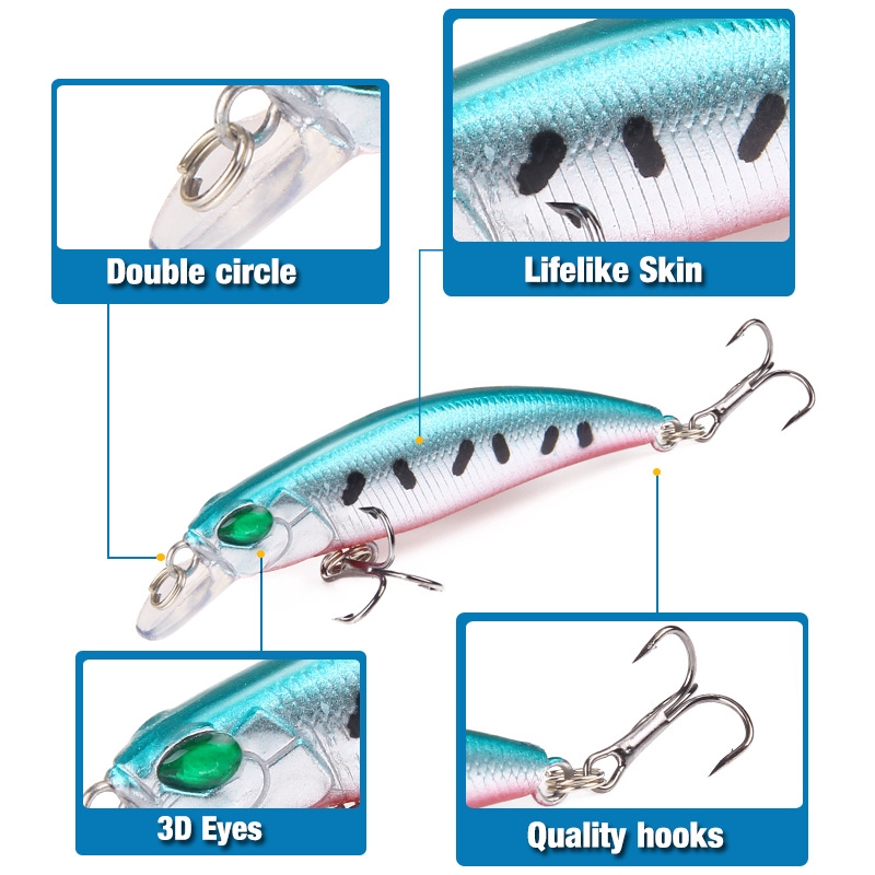 Kail Pancing Alat Pancing Murah Umpan Mancing Umpan Ikan CrankSet relix nusantara Minnow Lure Plastic Bait Alat Pancing CrankBait Umpan Mancing 4g/6.5cm Umpan Pancing Umpan Pancing Buatan Top Water Lure