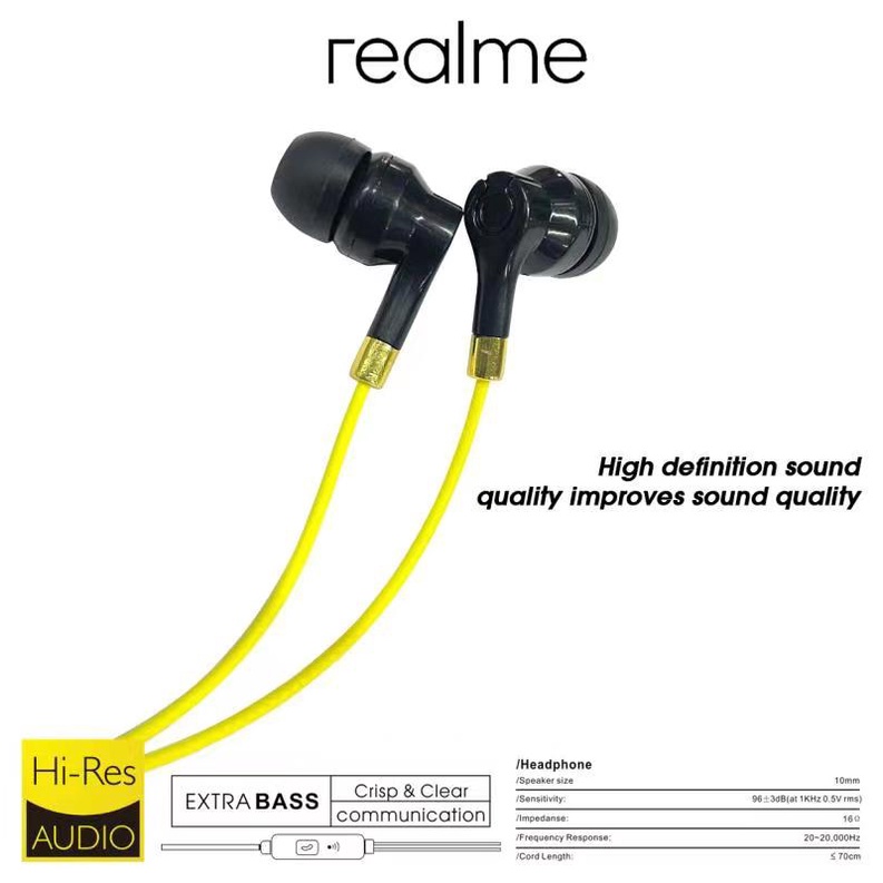 MIINII Headset/Handsfree Realme Buds R20/R112/R33/BUDS7 Earphone+Mic Stereo Bass