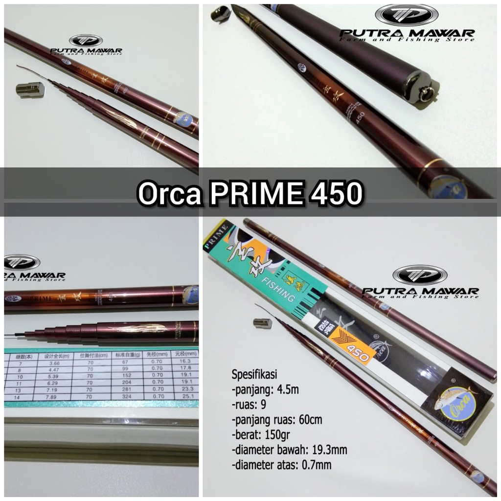 Joran Tegek Orca Prime 540 450 360 High Moduluse Graphite Action Hard Tangkai Pancing Walesan Tegeg 