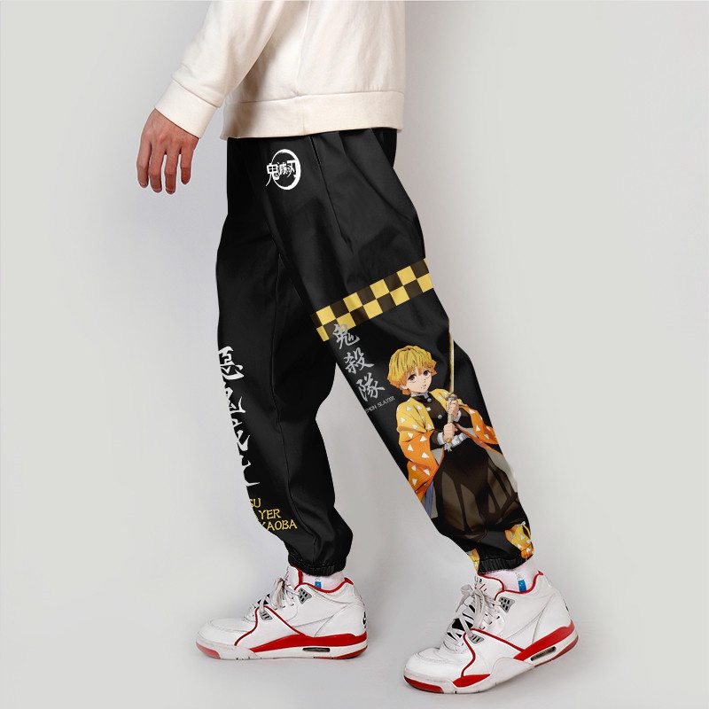 Celana Olahraga Jogger Pants Zenitsu Kanji Black Premium Unisex