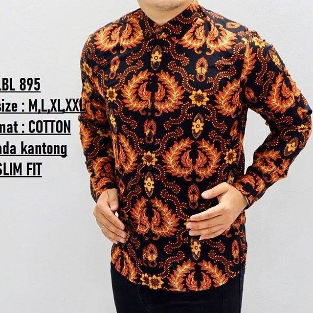 LBL 895 HEM KEMEJA BATIK PRIA SLIM FIT LENGAN PANJANG LUIGI BATANI