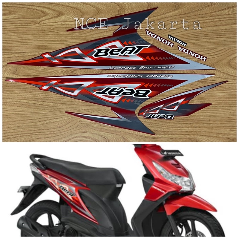 STIKER STRIPING MOTOR BEAT CARBU 2012 MERAH