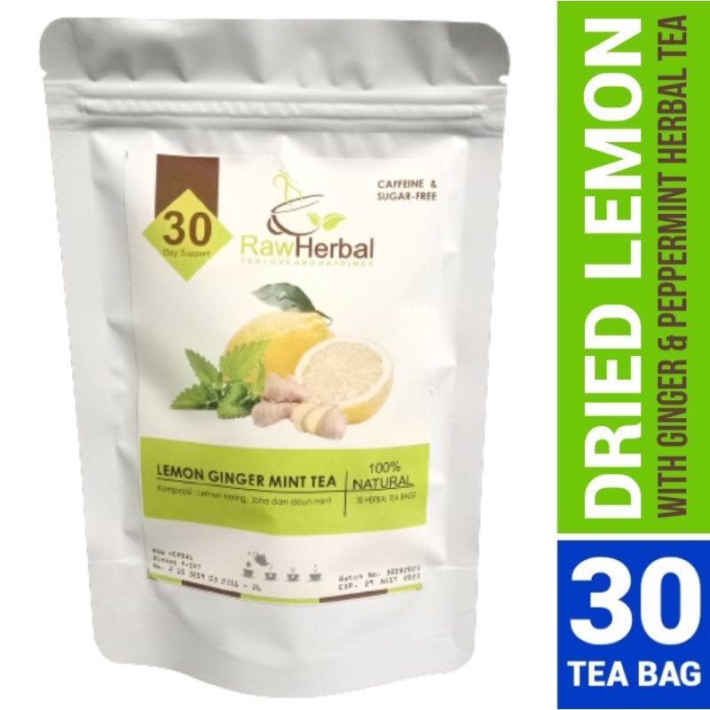 Lemon Ginger Mint Tea : Teh Lemon, Jahe &amp; Daun Mint - 30 Tea Bag